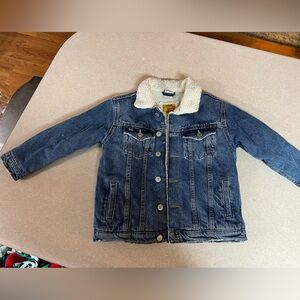 Zara Kids 7 Blue Jean Button Down Jacket Sherpa Lined Cozy Cabincore Trucker